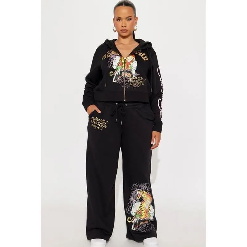 Ed Hardy Tiger Cliff Wide Leg Pant - Black R