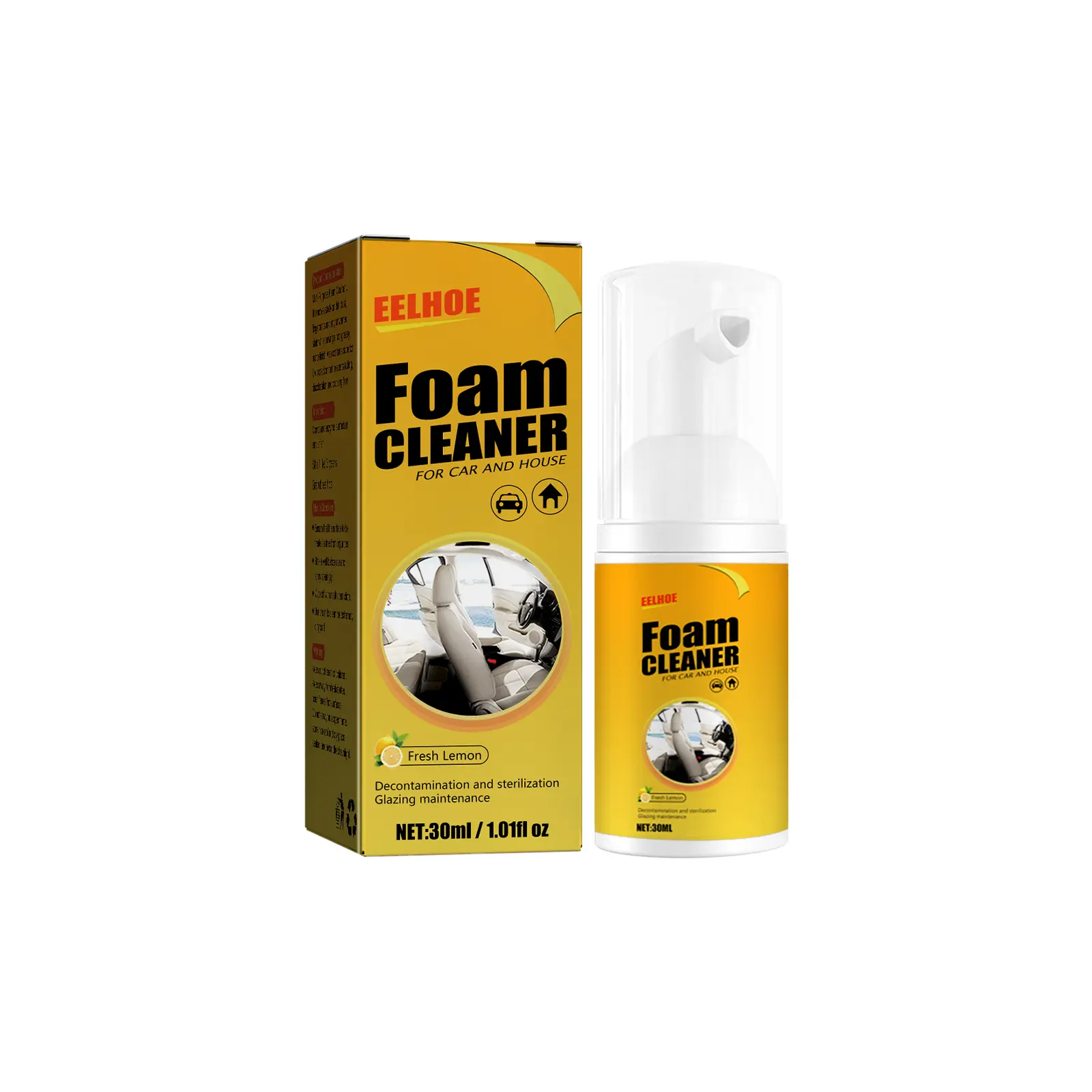 Eelhoe Car Steering Wheel Foamed Cleaner Leather Seat Supplies Decontamination Multifunctional Interior Cleaner