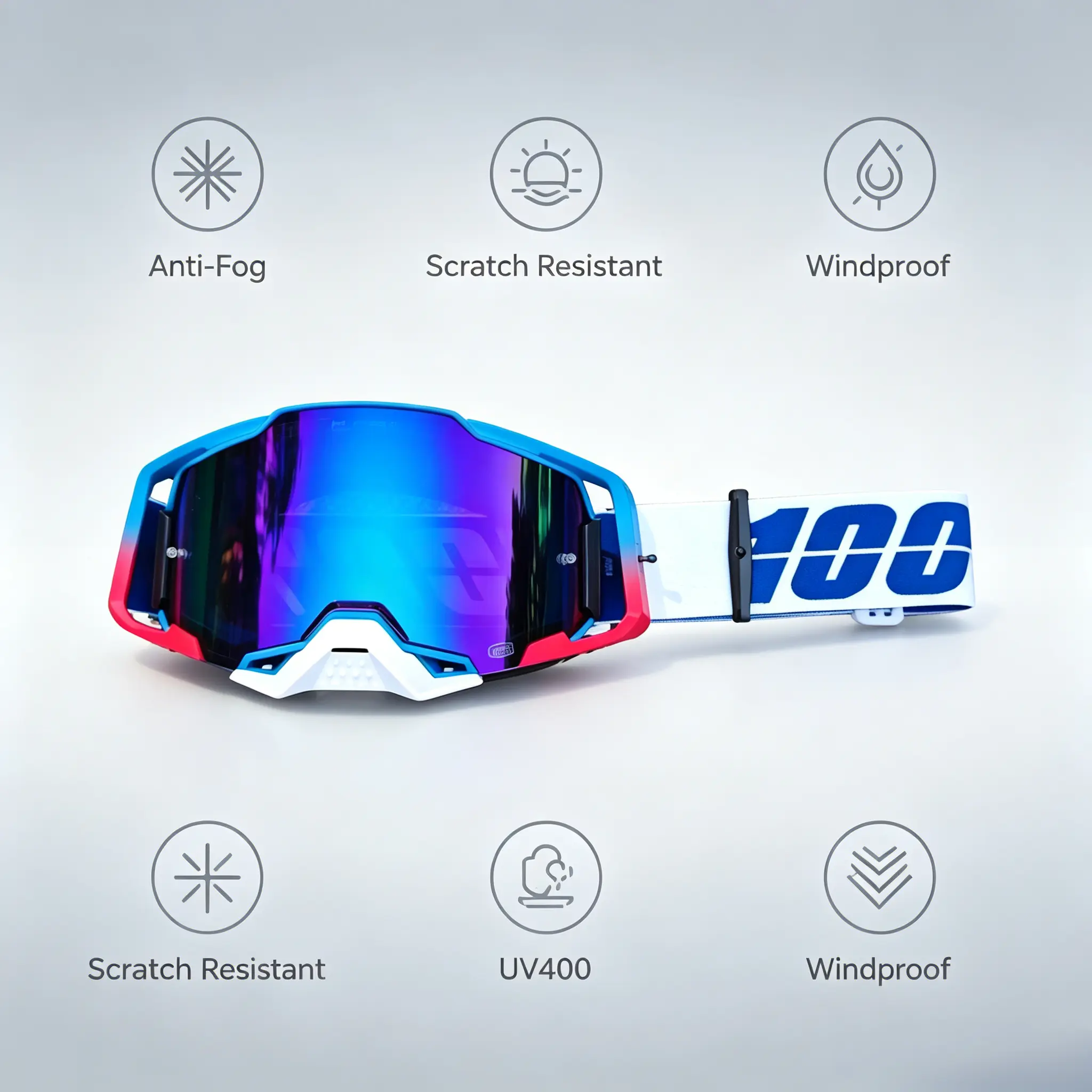 Motocross Goggles Quick Change Lens Anti Fog UV Protection Off Road Dirt Bike ATV MTB Racing Goggles