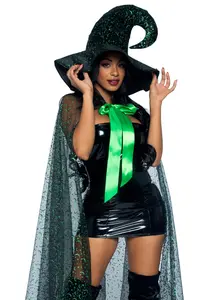 Glitter Moon Cape and Witch Hat Costume Set Basic Satin