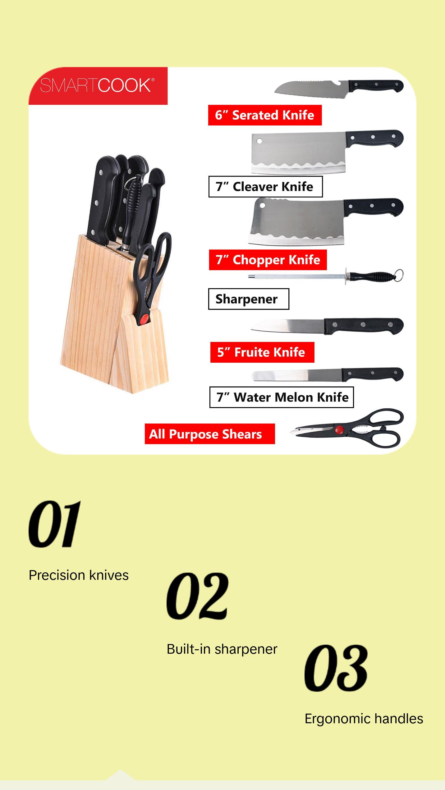 SmartCook 27 Pcs Kitchen Utensils Set with kitchen Knife Block Set with sharpener, Premium Stainless Steel,Cooking Utensils Set, Kitchen Gadgets Tools Set, Lightweight and Strong, Spoon, Ladle, Silicone Whisk and more, Utensils de Cocina