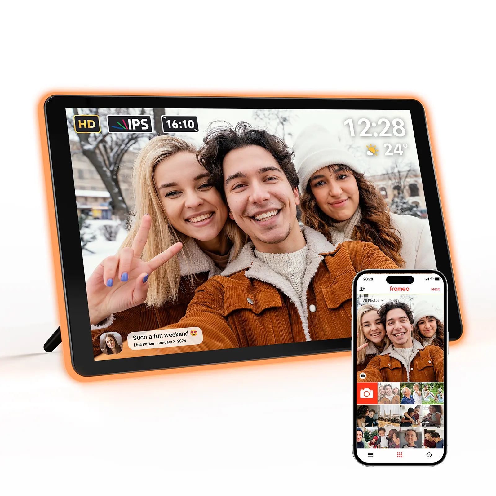 Apolosign Digital Picture Frame, ApoloSign 10.1" 15.6" WiFi Video Decor Frame, Free APP, Wall Mountable, HD Touch Screen Display, Support Google Photos, with 32GB Storage, Smart Electronic Picture Frame for Friends, Family