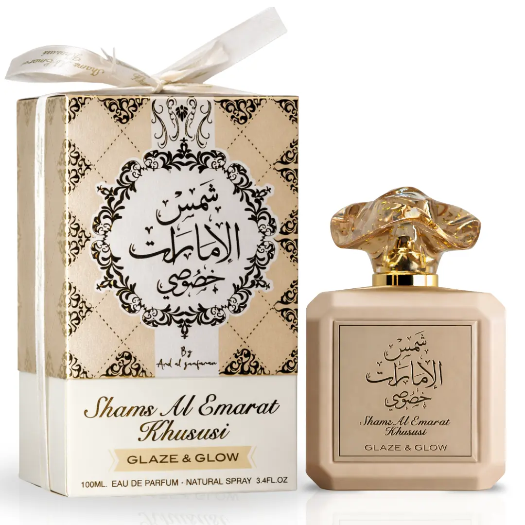 Shams Al Emarat Khususi Glaze & Glow Eau de Parfum Spray 100ml (3.4 oz) by Ard Al Zaafaran – Sweet Vanilla Women’s Perfume, Long Lasting Luxury Fragrance