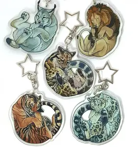 Sleepy Big Cat Keychains, Animal Lovers Keycharm, Cute Keyring Accessory, Fun Charm For Backpack Or Purse | High Quality and Customer Favorite Items