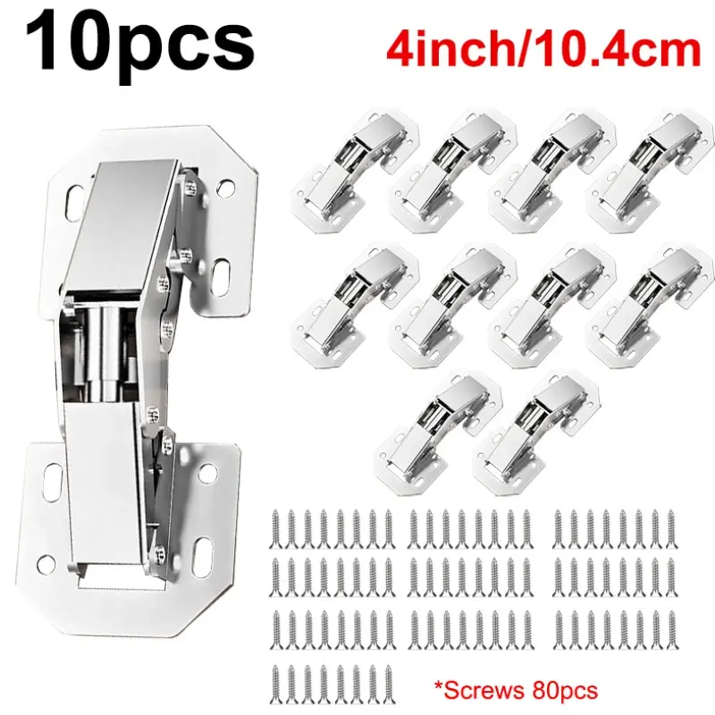 10pcs Hidden Cabinet Heavy Duty Hinges - Frameless Surface Mount Concealed Hinges Suitable for Cabinet Doors, Dressers, Pantries Metal with 80pcs Screws, Silent Hinges, Concealed Cabinet Installation, Easy install