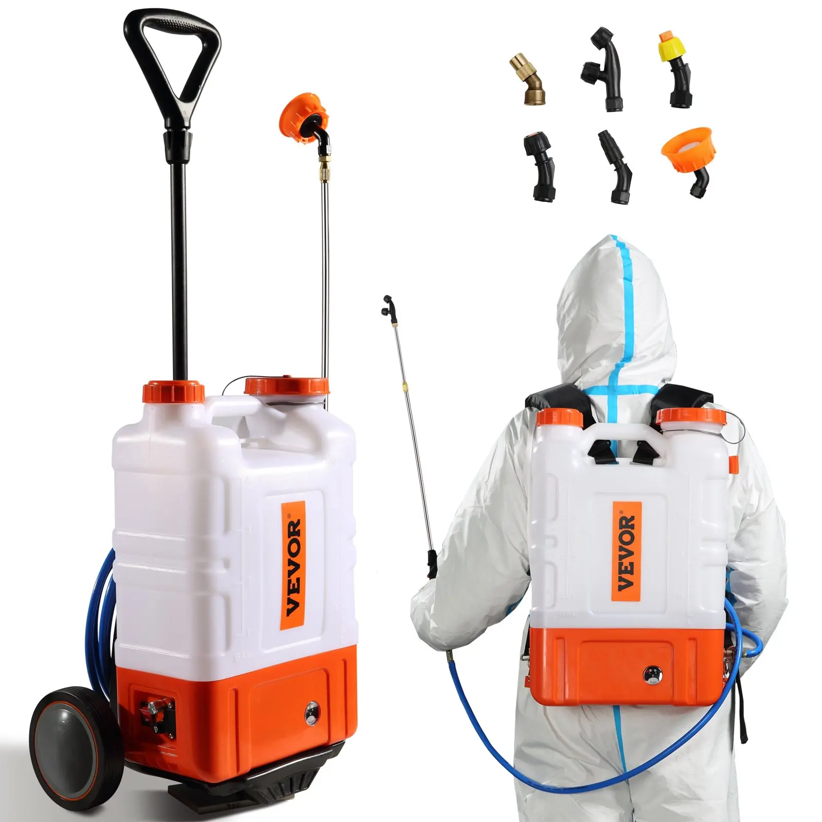 【Summerfinds】VEVOR Battery Powered Backpack Sprayer 0-90 PSI Adjustable Pressure4 Gallon TankBack Pack Sprayer with 8 Nozzles and 2 Wands12V 8Ah BatteryWide Mouth Lid for WeedingSprayingCleaning, Batteries, Multi-Purpose Nozzle Watering Equipment, Portabl