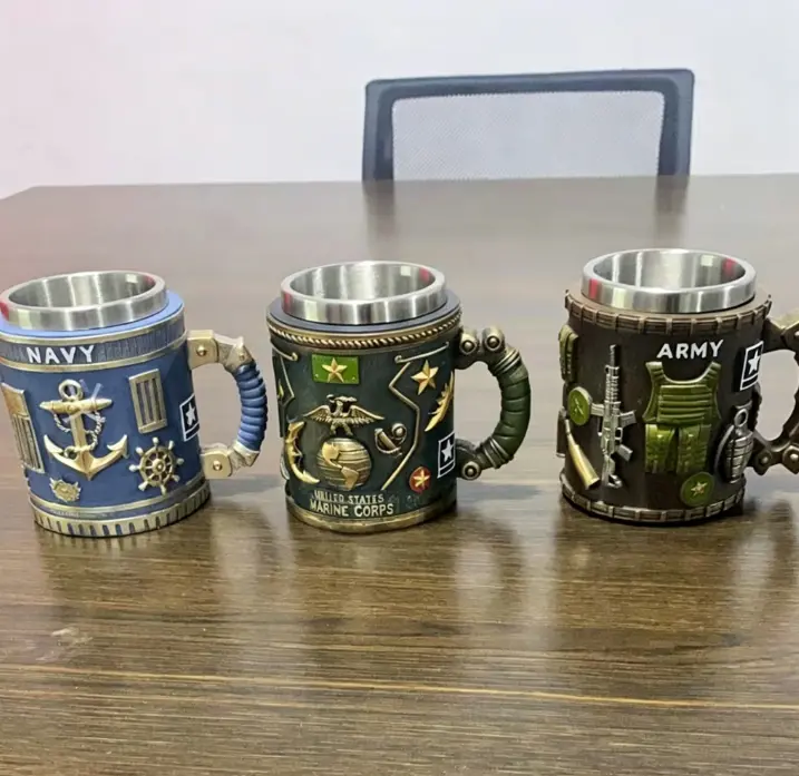 Military-Themed 3D Resin Craft Mug, Home Supplies Coffee Cup for Party Gifts