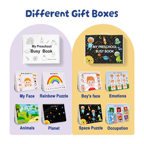 Mallify Montessori Busy Book 30 Activities for Kids, Interactive
