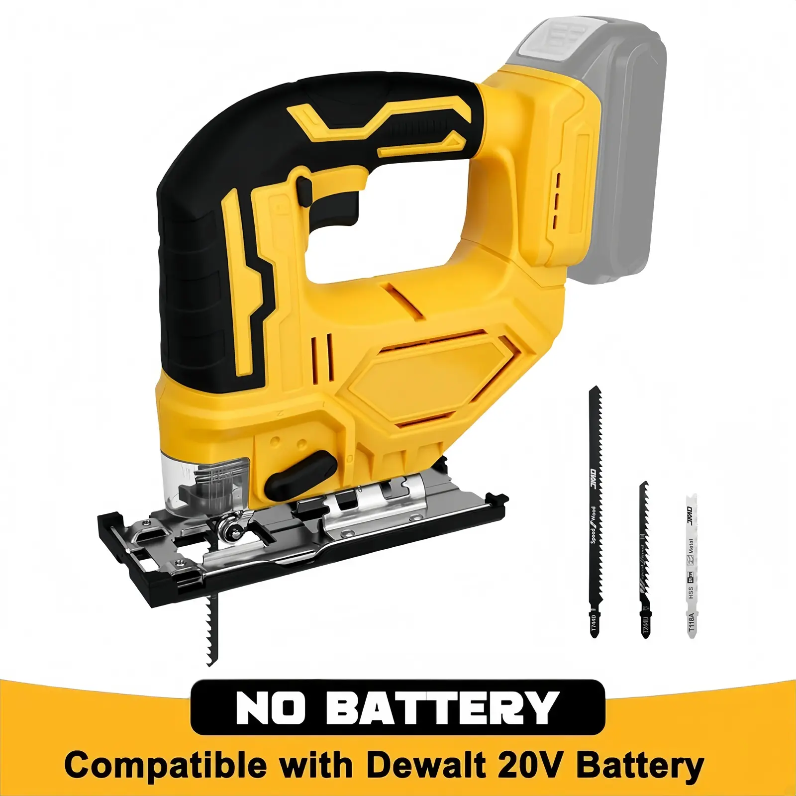 Cordless Jig Saw Compatible with DeWalt 20V Battery – Brushless Jigsaw with 3-Orbital Settings & 0°–45° Bevel Cuts for Wood & Metal (NO Battery)
