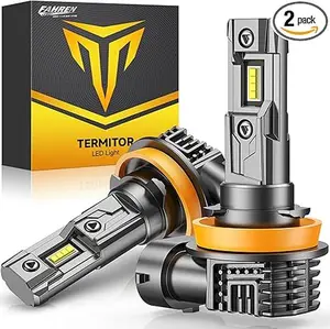 Termitor H8/H11/H16 Fog Light Bulbs, 16000LM 900% Brighter 6500K Cool White, 60000HRS Lifespan, Plug and Play Mini Size 1:1 Replacement, H8 H16 Driving Fog Lights, Pack of 2 Headlight Lenses