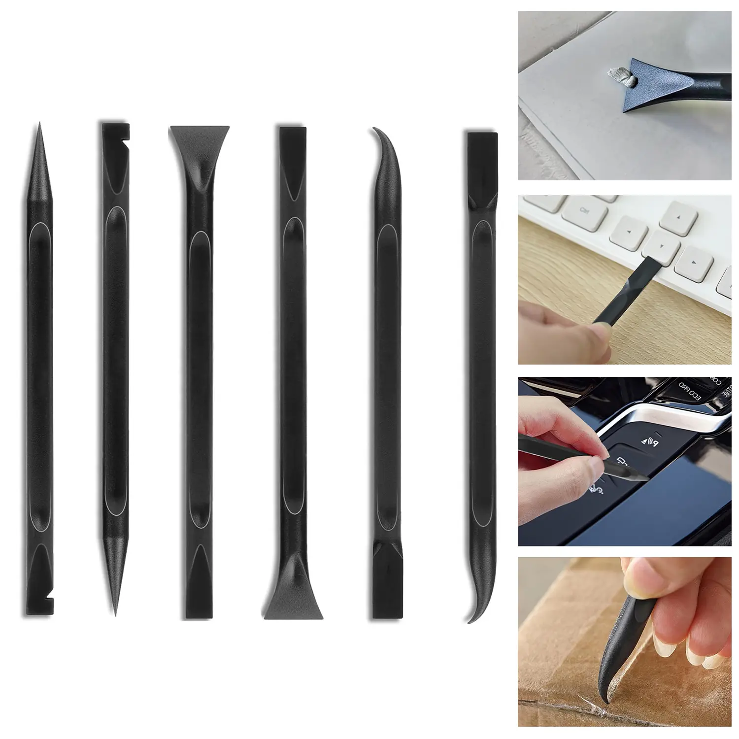 6 PCS Car Detailing Brush Set, Non-Scratch Plastic Scraper Tool, Crevice Cleaning Tool, Multi-purpose Scraper for Cleaning Small Narrow Spaces and Gaps, Remove Stickers Labels Oil Stains and Dirt