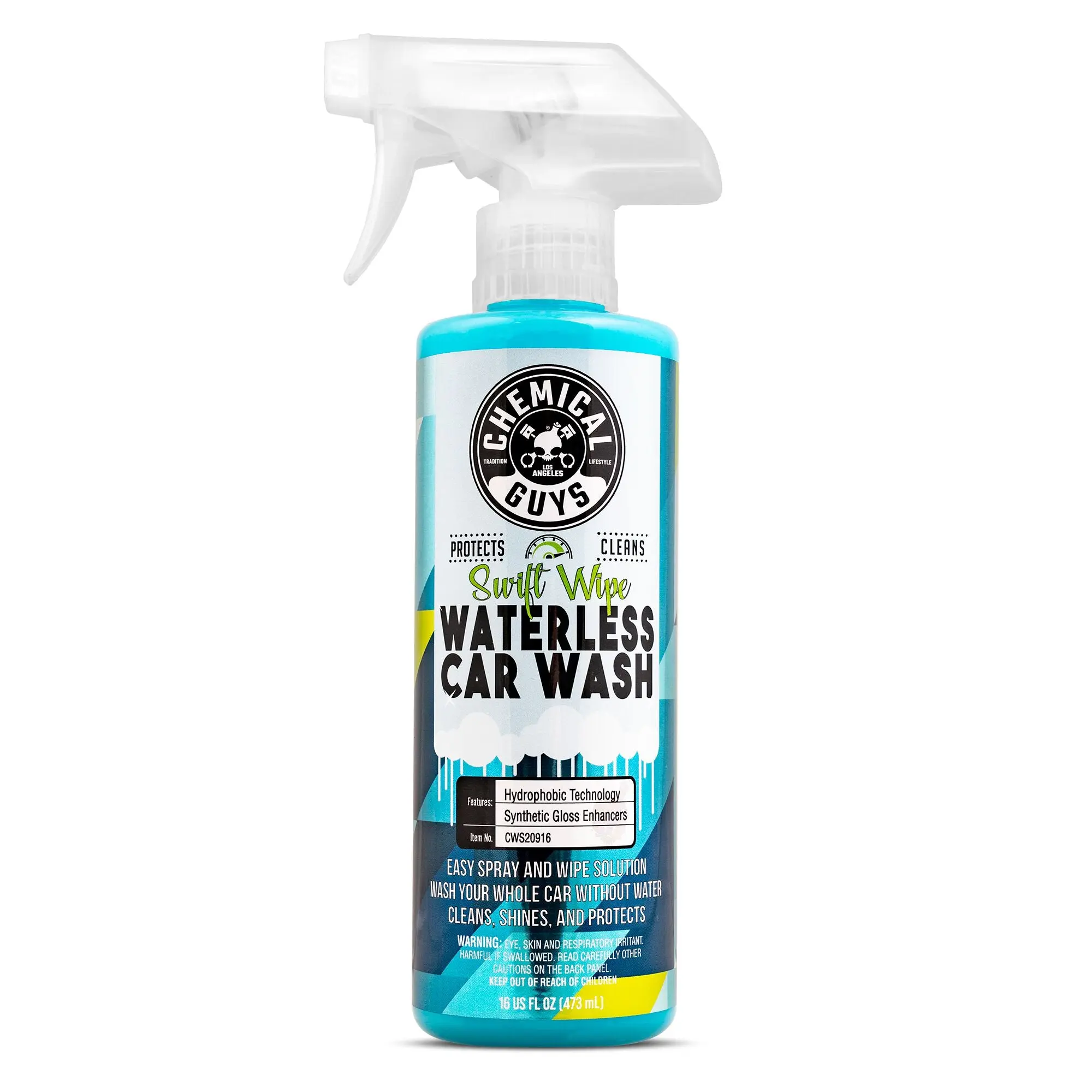 CHEMICAL GUYS Swift Wipe Waterless Car Wash – Spray-On Formula Cleans, Shines & Protects Without Water, Advanced Gloss Enhancers & Sealant Add Deep Shine, Safe on Paint, Glass, Wheels & More for a Scratch-Free Finish Anywhere, Car Wash Cleaner, Car Detail
