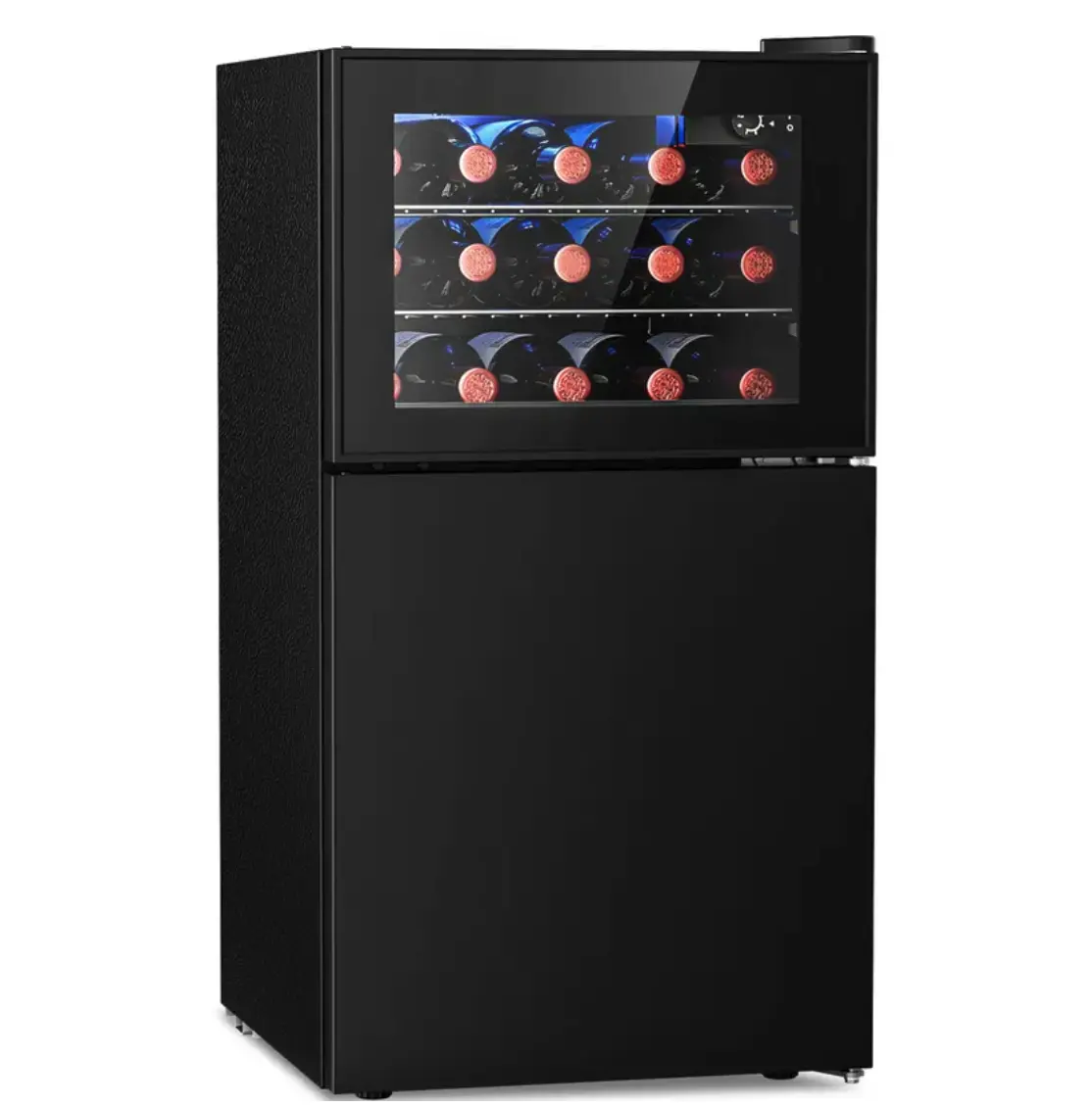 Antarctic Star 2.6 Cu. Ft. 3-in-1 Mini Fridge with Freezer, Wine Cooler Storage, Glass Door, Adjustable Temp Control, LED Light, Reversible Door, Energy-Efficient for Bedroom, Office, Bar