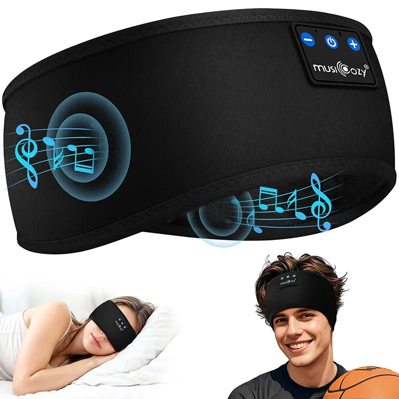 MUSICOZY Sleep Headset - Bluetooth 5.4 Wireless Headphones Headband with Invisible Ultra-Thin Stereo Speakers, Noise Cancelling, Sweat-Absorbing, Charging Feature, Ideal for Side Sleepers, Outdoor Activities, Perfect Gift, Fitness