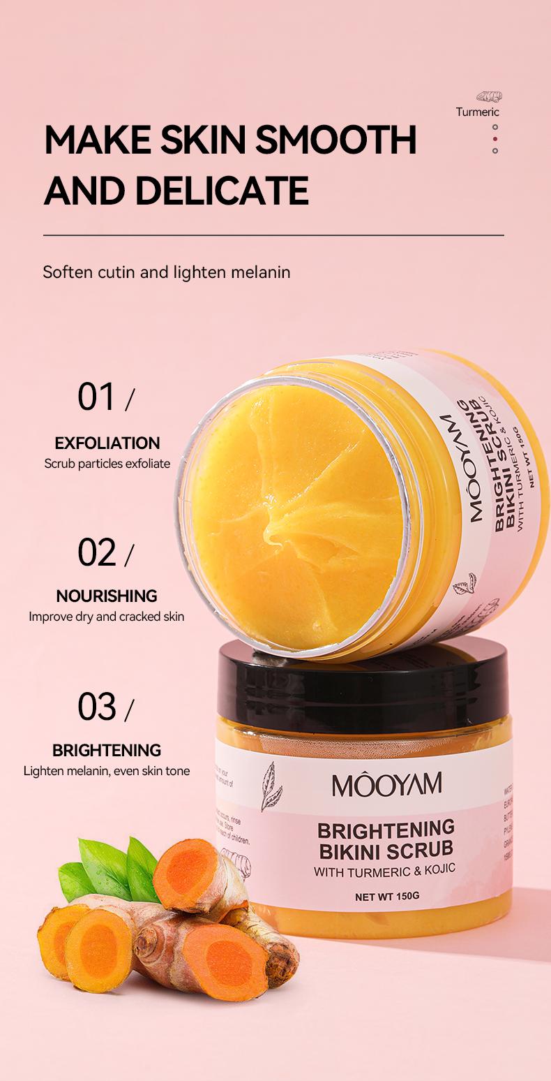 MOOYAM Natural Turmeric Body Scrub - Moisturizing, Skin-Brightening Formula for Inner Thighs, Bikini Area
