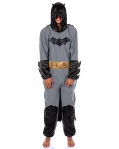Batman Costume Union Suit Men's Onesie One Piece Pajama Outfit With Mask Hood and Cape