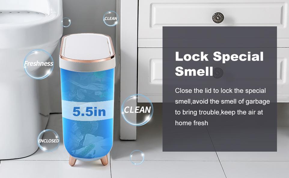 Pukomc Motion Sensor Trash Can with Lid 3.5 Gallon Touchless Bin Automatic Waterproof Bathroom Garbage Can Large Capacity Odor Control Advanced Sensing Technology Stylish Beige