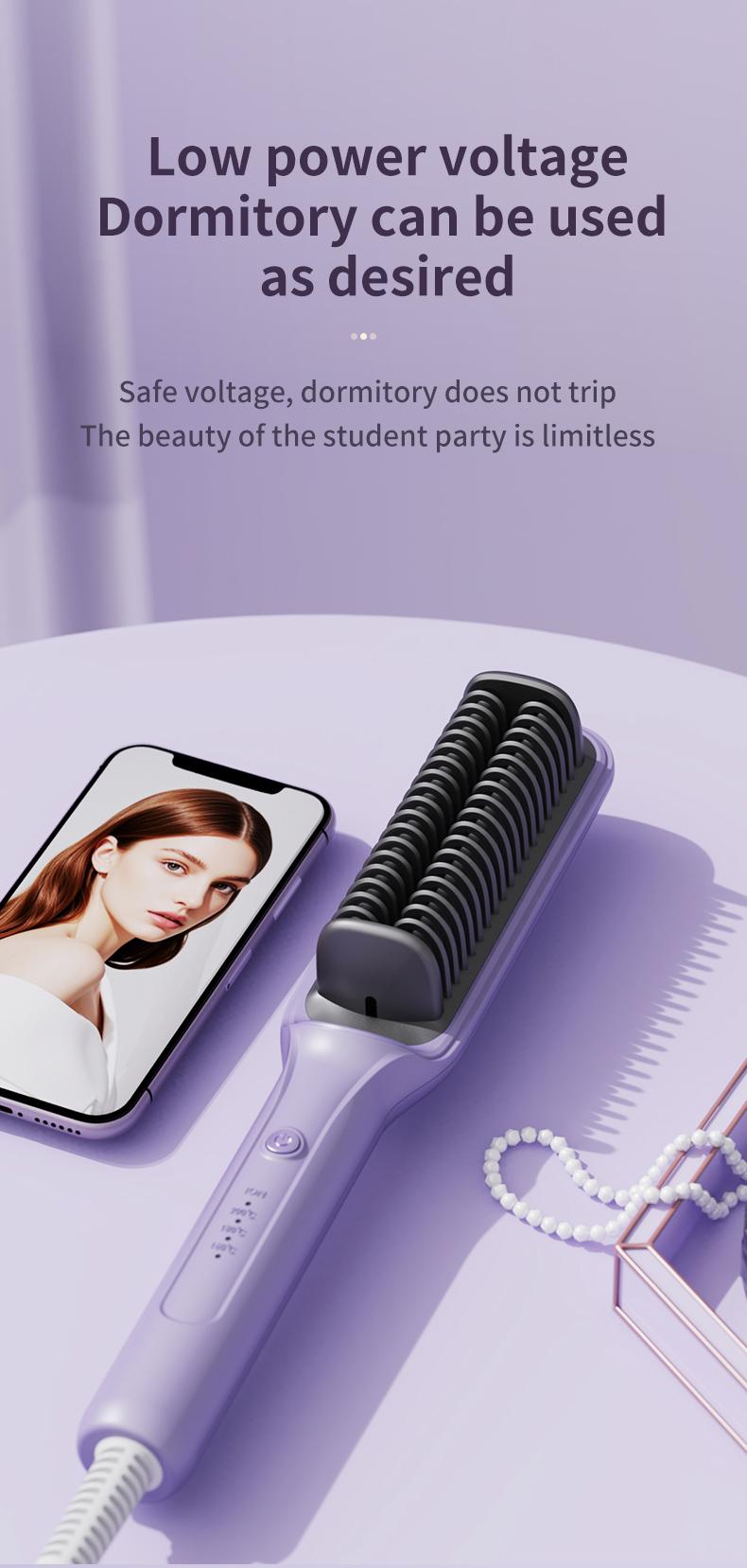 PretiHom-Hair Straightening Comb Styling Tool Anti-FrizzCurler Comfort Salon Negative lon Hair Brush StraighteningBrush Heated Hair Straightener