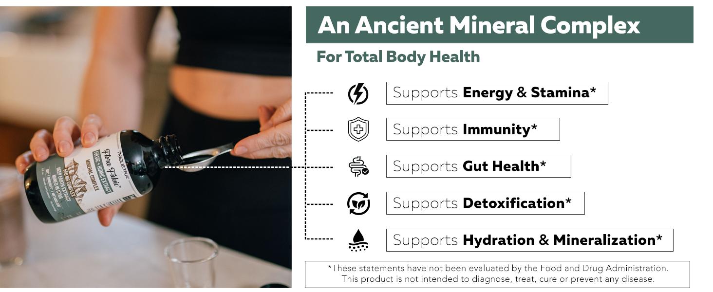 Flora Fulvic | Natural Trace Mineral Complex with Fulvic Acid & Humic Acid – 550 mg, Mined in Utah, Supports Gut Health & Digestion – 8 fl oz