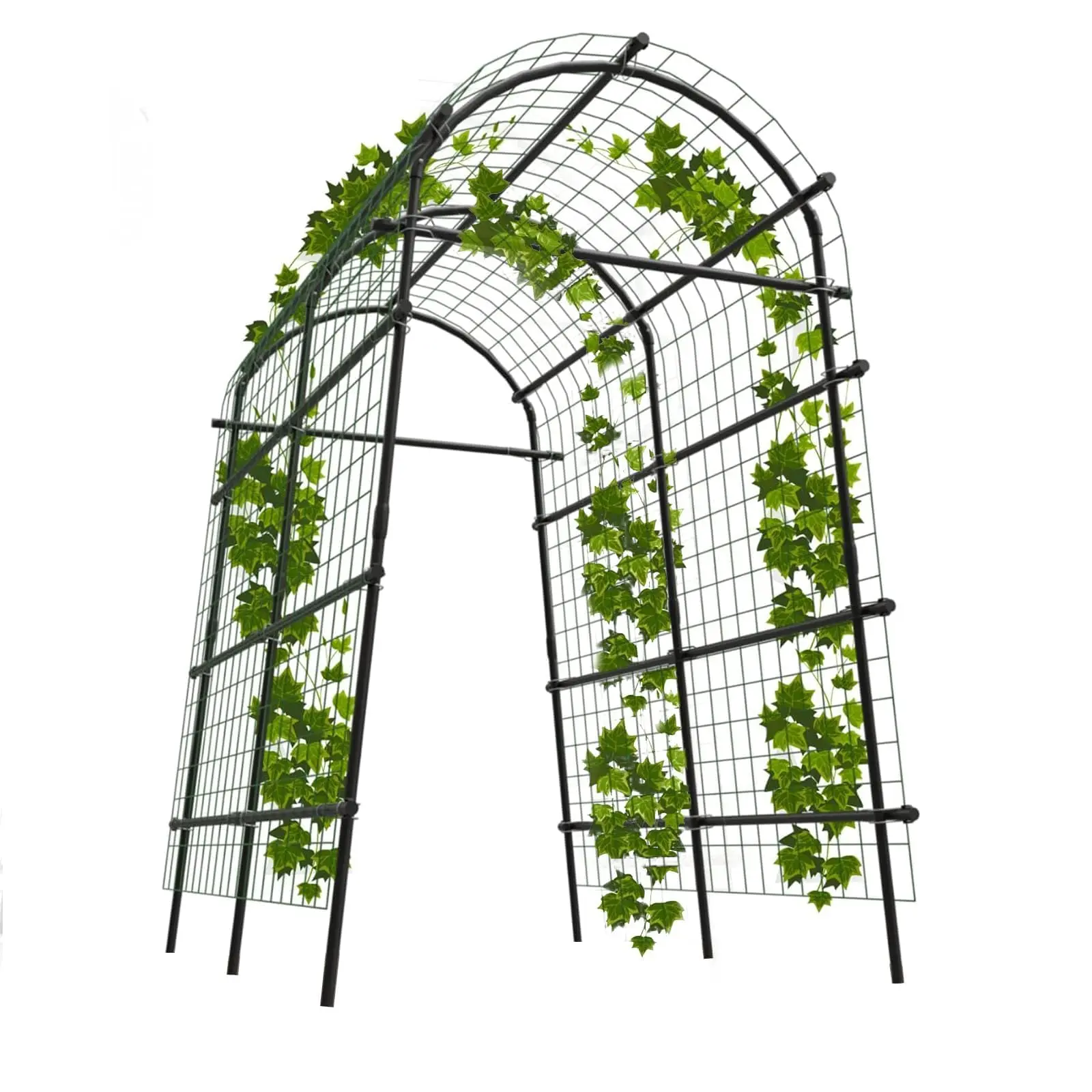 Garvee Adjustable Arch Trellis, 39" Polyethylene-Coated Steel Plant Support with Clips & Netting, 90-Inch Arch (Height 90") Pre-Assembled Steel Coated Garden Arbour for Cucumbers, Peas, Garden Trellis Arch