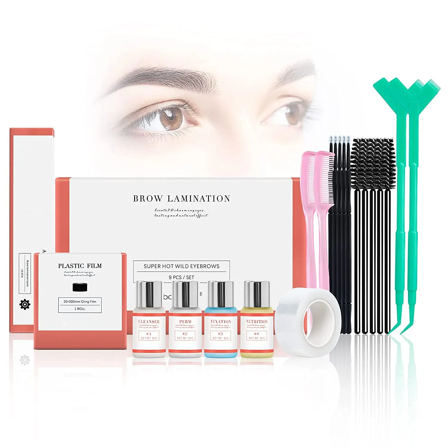 ibcccndc Brow Lamination Kit - Long-Lasting, Mild, Nutrition-Infused Cosmetic Cream for All Eyebrow Types, Shine Enhancing, 2-Month Wear, Apply Separately, Natural Shine, 2 Months, Fixation, Lifts Brows, Makeup