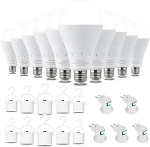 Rechargeable Emergency Light Bulbs 4 Pack with Hook, 1500mAh LED Power Outage Bulb, Hurricane Backup Light for Home Emergency, Camping Gear and Blackout Kit
