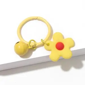 1 piece, random color, cute colorful flower bell keychain, a holiday gift key ring for bags and women.