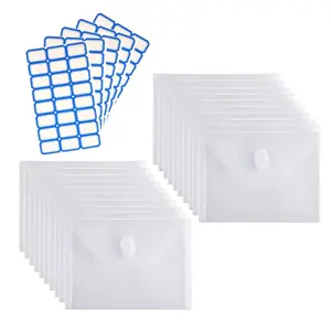 20 Pack Small Plastic Envelopes Receipt Check Storage File Holder Case with 5 Paper Label,5x7 inch Clear Pouches,Ideal for Organizing Coupons And Cash,Tools & Hardware