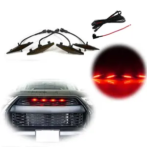 4PCS Smoked Lens Raptor Style Red Grille LED Lights For Toyota 4Runner TRD Pro Grille 2014 2015 2016 2017 2018 2019 2020 2021 Including SR5, TRD off-road, Limited, TRO Pro