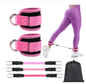 Ankle Resistance Bands, Ankle Strap with Exercise Bands for Leg & Hip Training, Home Gym Exercise Equipment, Yoga & Pilates Equipment Accessory, Adjustable Fitness Band & Ankle Bands & Storage Bag, Glutes Workout Equipment