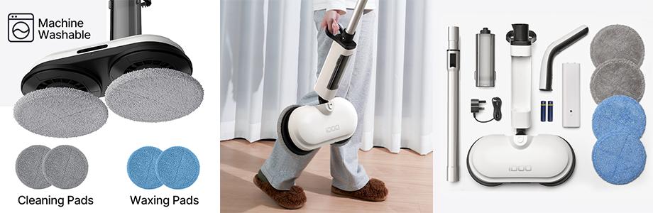 iDOO Cordless Electric Spin Mop Pro with LED Light, Mist Spray, Transparent Water Tank & Reusable Cloths for Effortless Cleaning of Household Items