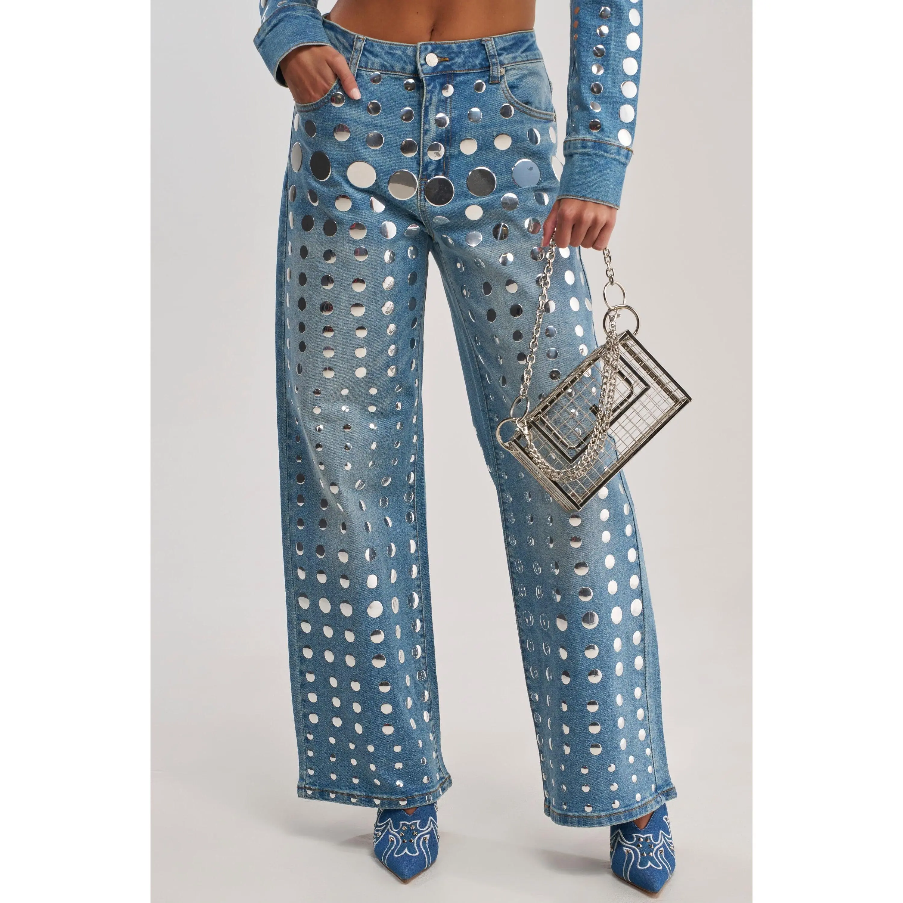 STUDS EVERYWHERE RELAXED DENIM PANT