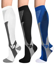 3 Pairs of Compression Socks (15-20 mmHg) for Men & Women | Comfortable, Durable & Supportive | Ideal for Daily Wear and Active Lifestyles | Breathable High-Performance Nylon Cotton Fabric