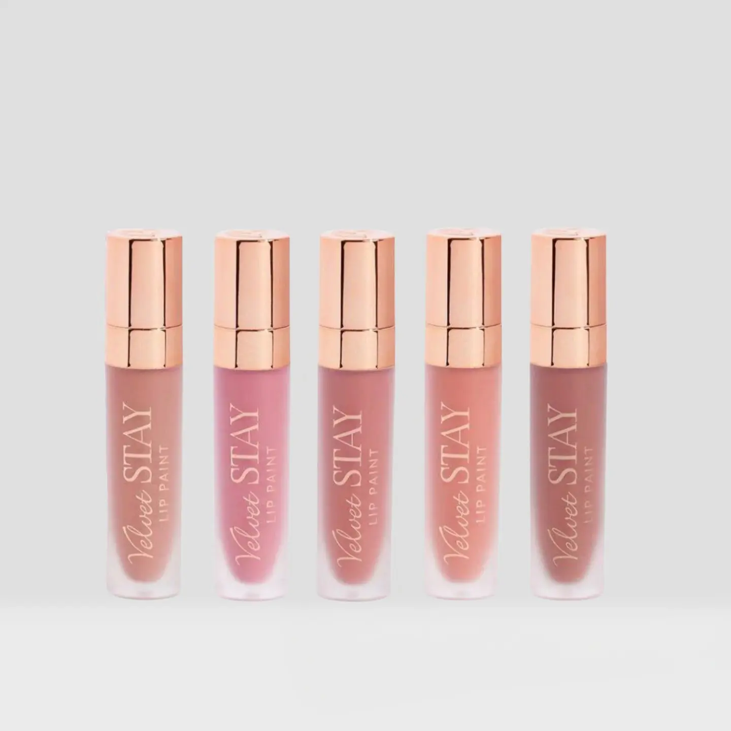Beauty Creations Mauve Mood Velvet Stay Lip Paint Set - 5-Piece Collection for Subtle Chic Lip Look