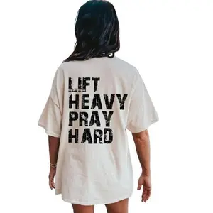 [100% Cotton]  Lift Heavy Pray Hard Shirt, Christian Themed Shirt For Women, Trendy Christ Gym Buddy T-Shirt, Gift For Christian Bff, Tee Shirt For Daily Wear, Gym Tee Shirt Golf Gift T-Shirt For Men And Women