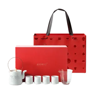 LANYINDONGFANG Jingdezhen Ceramic Kung Fu Tea Set - "Rong Guang Linglong" Porcelain Teapot, Gong Dao Bei, 4 Cups - Exquisite Chinese Tea Ceremony Gift