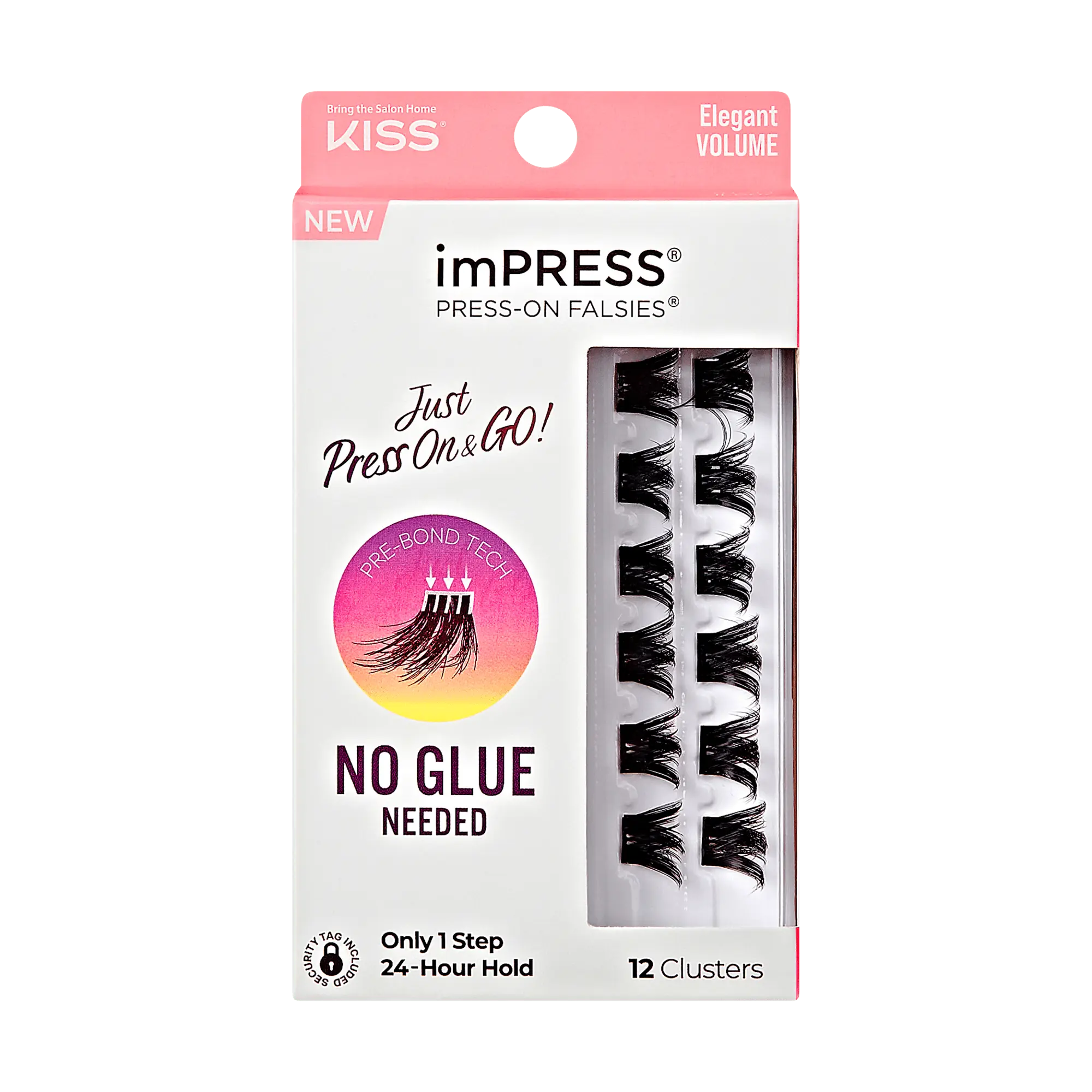 Impress Falsies Pre-Glued False Eyelashes Minipack - Elegant | 12 Lash Clusters, 12mm-14mm