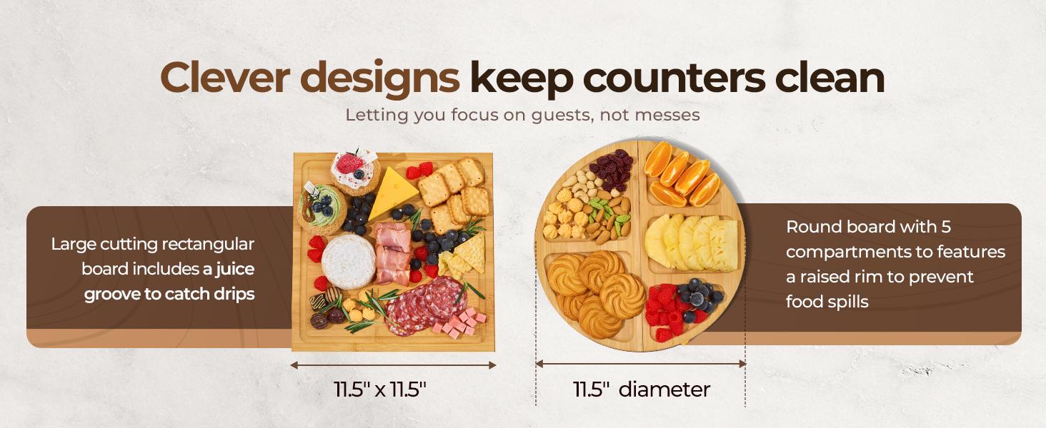 【NewYear2026】Party-Ready Charcuterie Board|Features Magnetic Modular Design Easily Creates Heart, Circle & Square Layouts|Perfect for Gatherings, Picnics,Valentine’s Day Gift