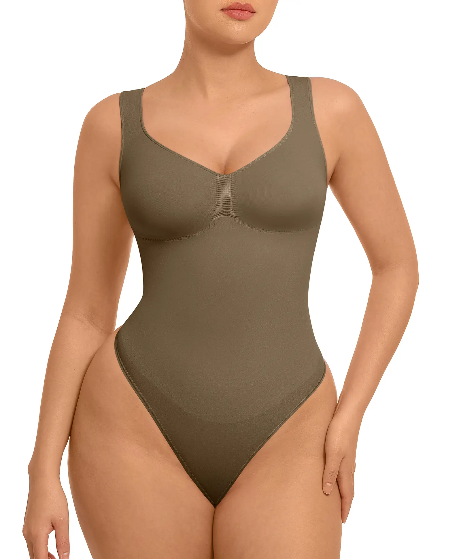 FeelinGirl #live Women's Seamless Sleeveless Thong Bodysuit for Comfortable for  Lady  Soft  Womenswear Basic