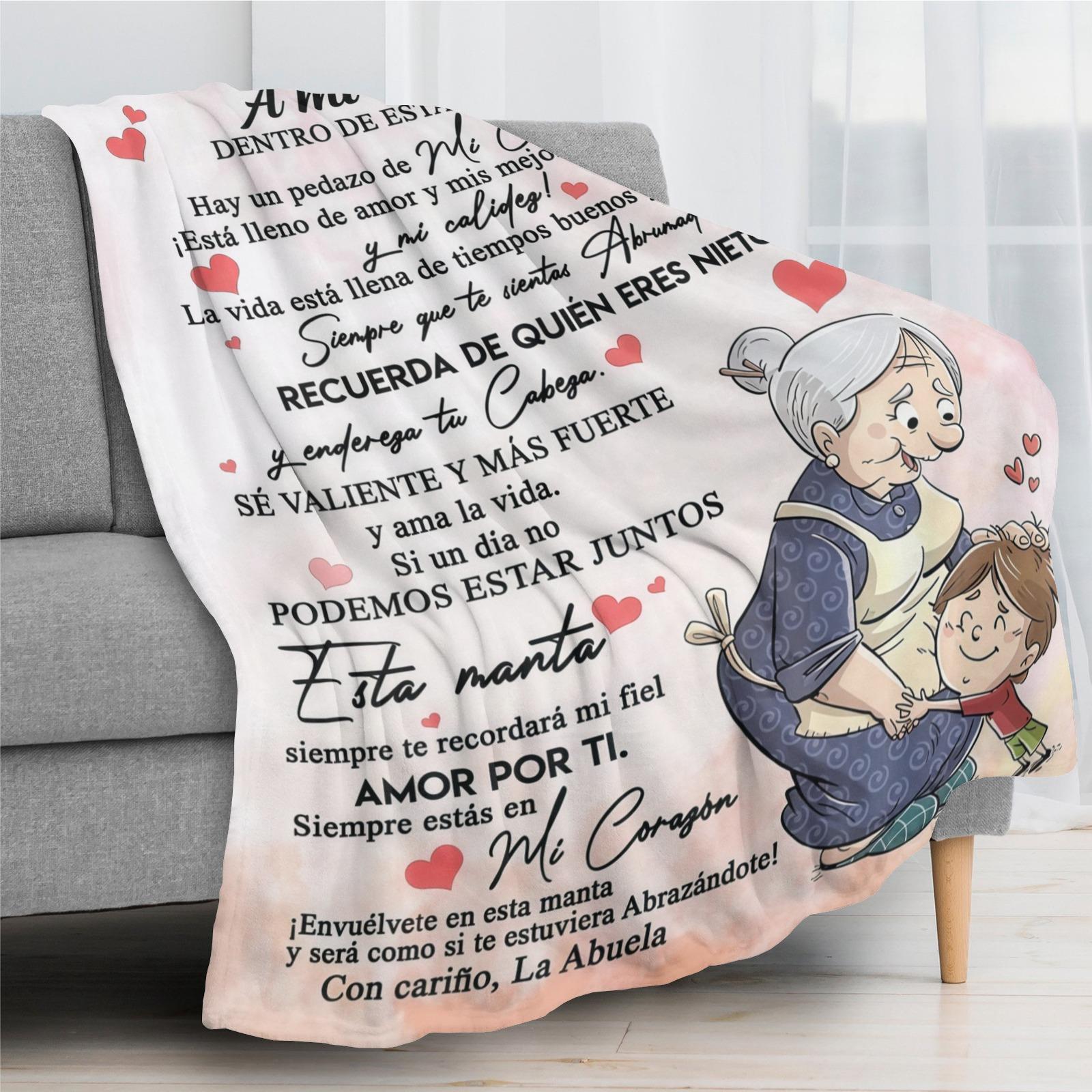 A mi Nieto Abuela’s Love Flannel Blanket Soft Cozy Spanish Language Gift Throw with Heartfelt Grandmother to Grandson Messages Adorable Illustration Perfect for Gifting to Your Grandson