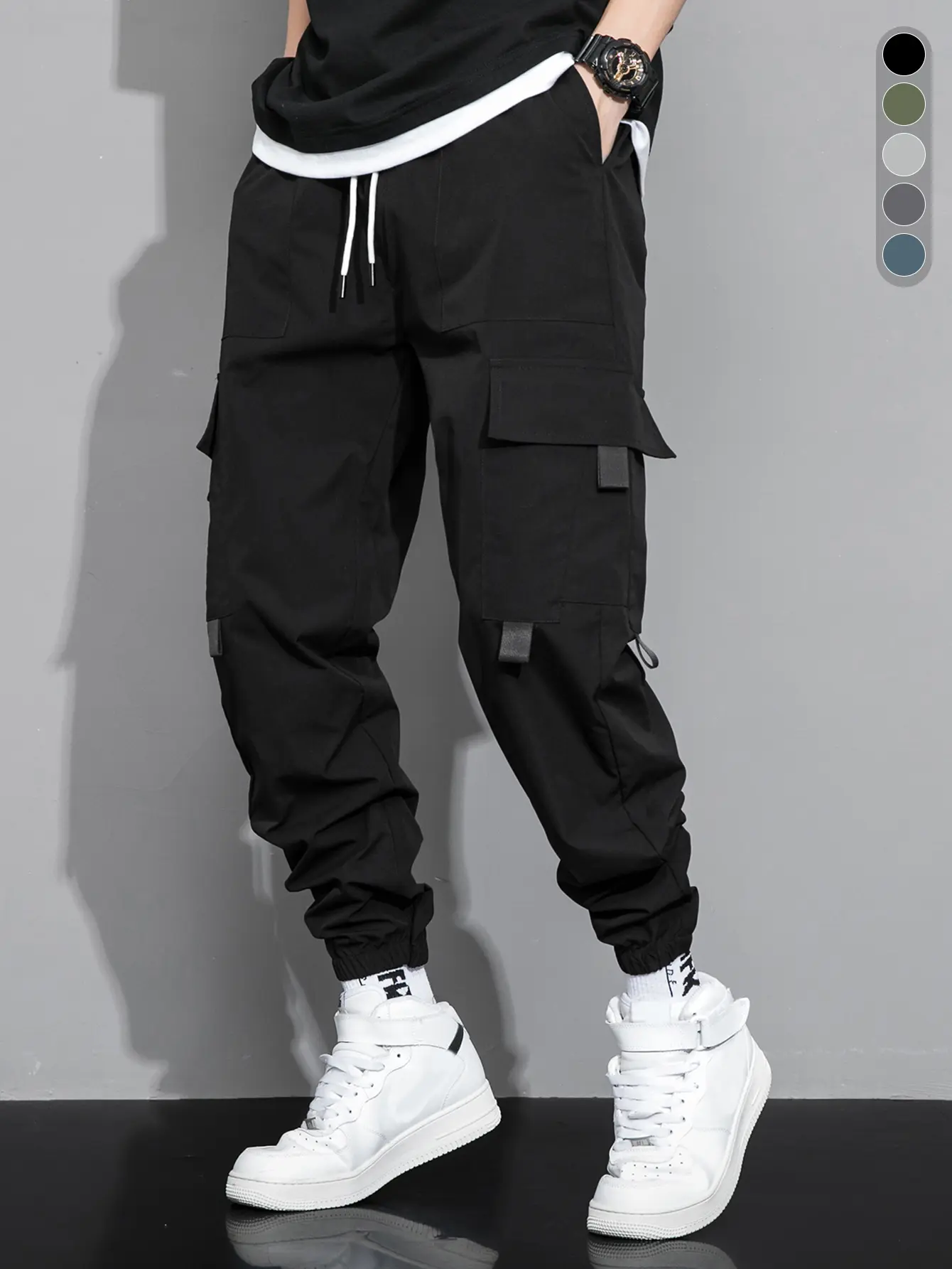 pocket sweats Men's Multi-Pocket Jogger Work Pants with Drawstring Waistband Durable Casual Tactical Style for Daily Commuting & Outdoor Activities  Customized  Trouser cargo pants for men