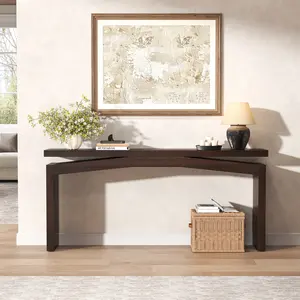 63-Inch Farmhouse Entryway Table Behind Couch, Long Wooden Console Tables for Living Room Narrow, Rectangular Modern Hallway Table for Apartment, Home, Dark Brown