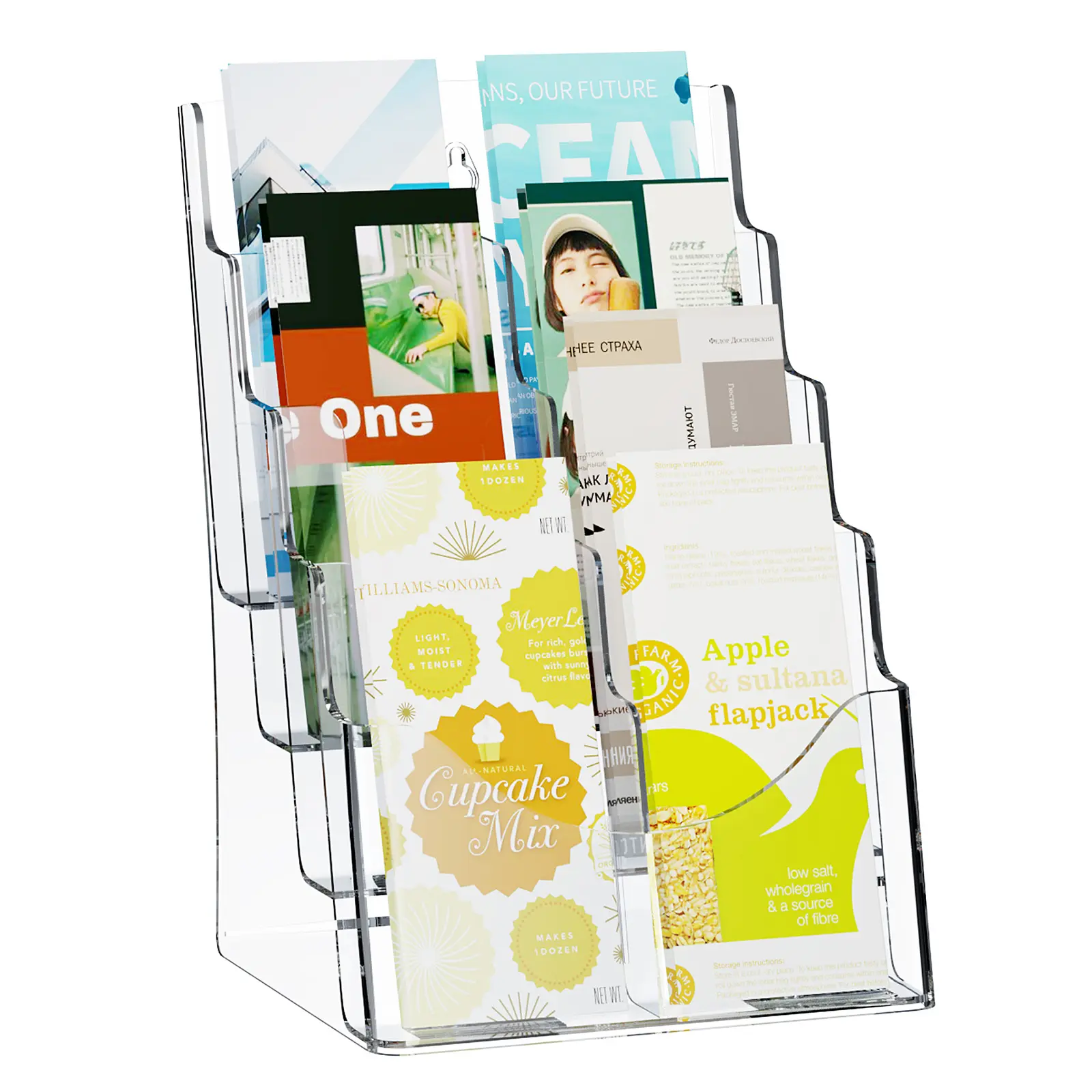 【Summerfinds】VEVOR Acrylic Brochure Holder 8.5 x 11 inch 4-Tier Clear Acrylic Literature Display StandPlastic Literature Organizer Flyer Stand & Removable Divider for Office ExhibitionCountertop or Wall Mount