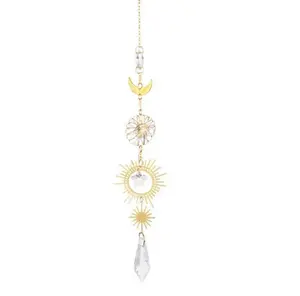 Golden Moon & Star Crystal Sun Catcher