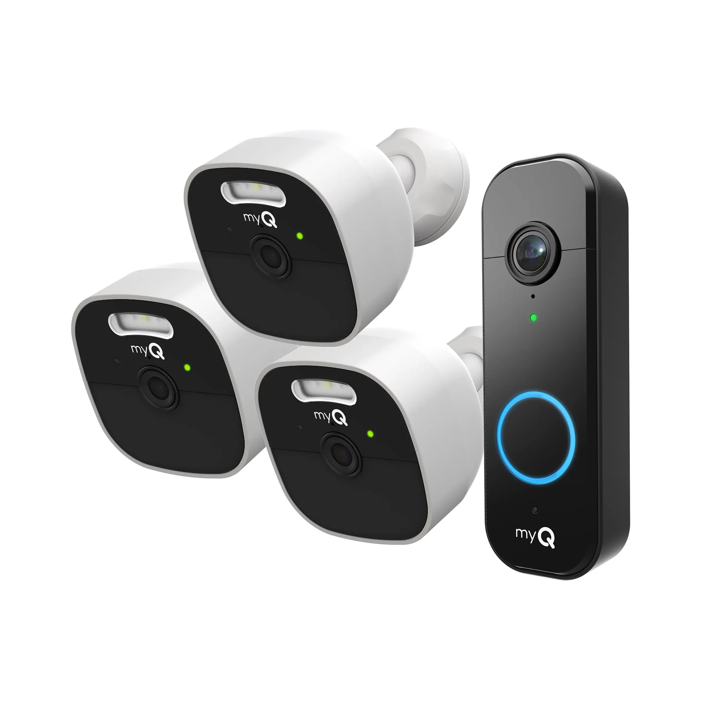 myQ Outdoor Battery Camera 3-Pack & Video Doorbell Bundle