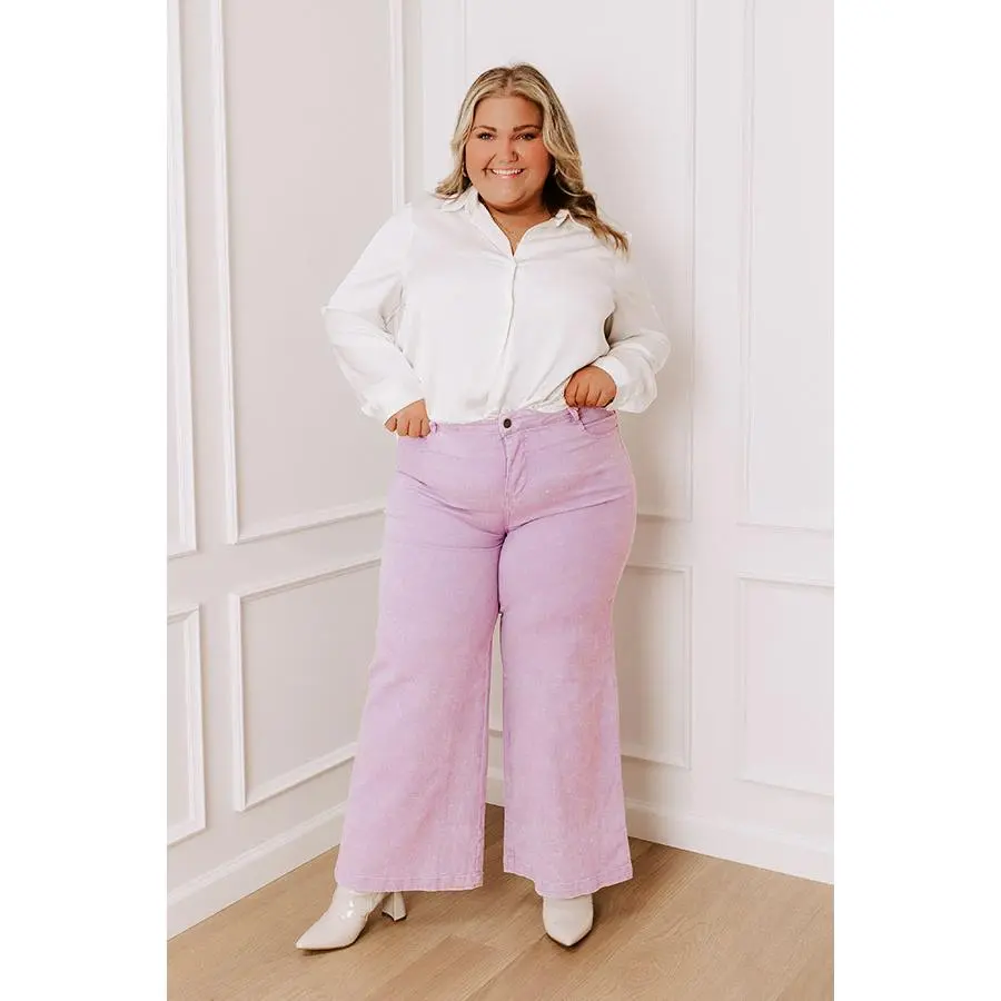 The Dex High Waist Straight Leg Jean In Lavender Curves
