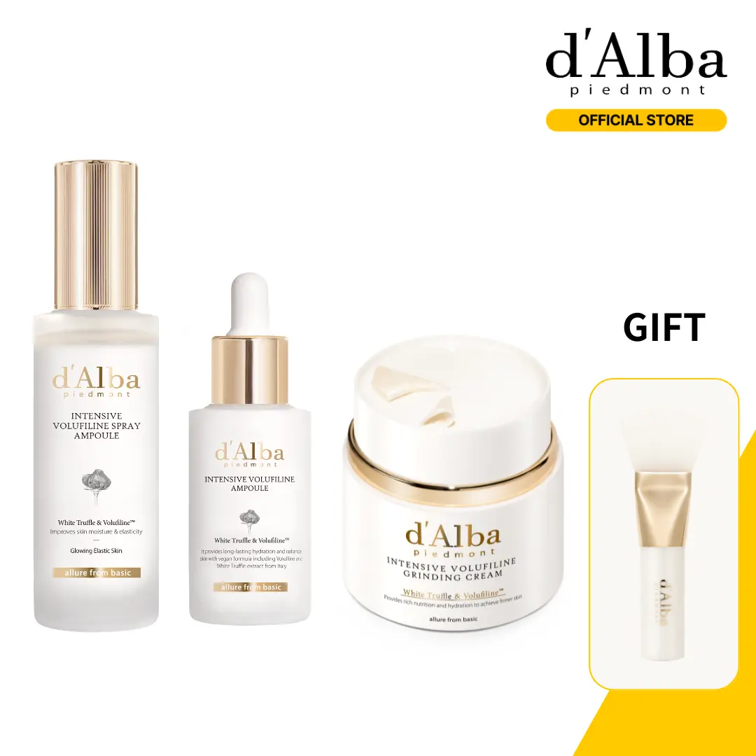[OFFICIAL d'Alba] Age Less, Lift More Set | 3-Step Volufiline Lifting & Anti-Aging Ritual | 50,000ppm Volufiline & White Truffle Trufferol & Vegan Collagen | Lifting,Firming,Plumping | Intensive Volufiline Spray Ampoule,Ampoule,Grinding Cream