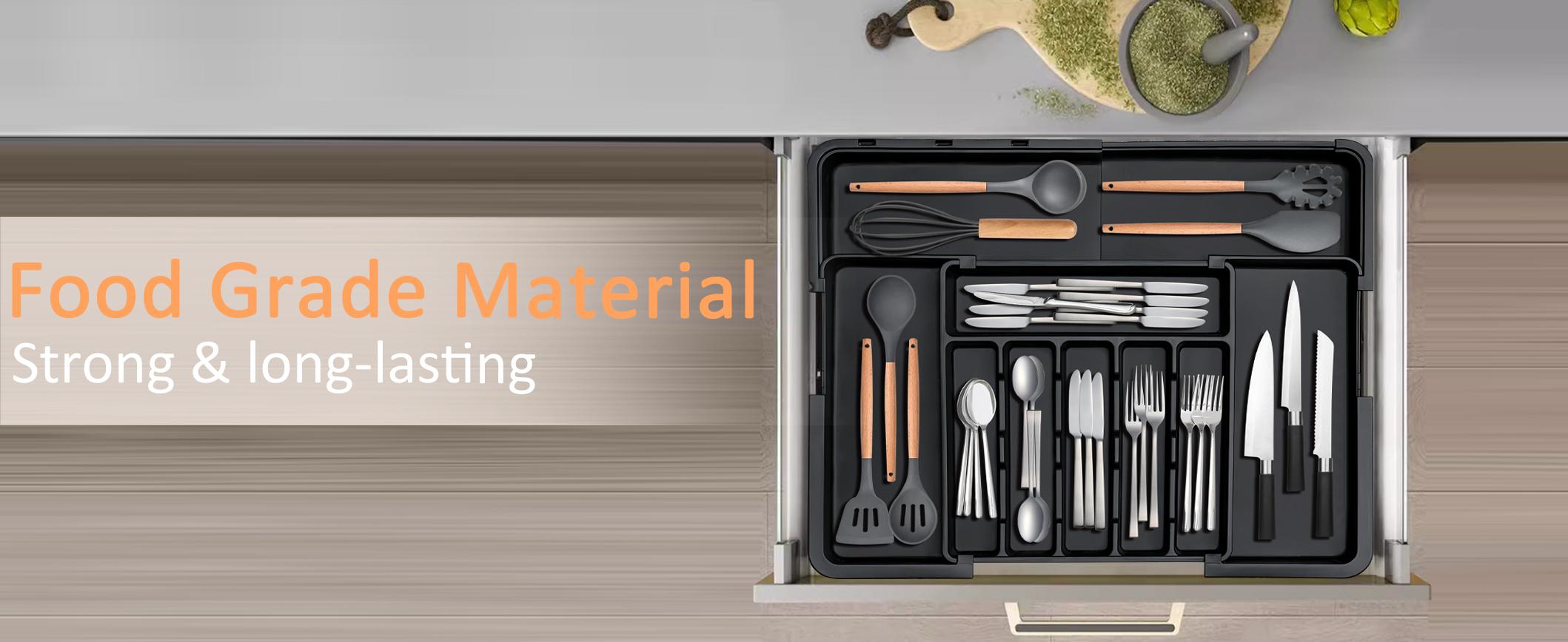 【SUHOPE】【Holiday Deal】Silverware Organizer Expandable Kitchen Utensil Drawer Organizer with 9 Compartment Large Cutlery Organizer Tray for Forks Knives 13" - 22"W ,14.5" - 19"L 【SUHOPE】【Holiday Deal】Silverware Organizer Expandable Kitchen Utensil Drawer Organizer with 9 Compartment Large Cutlery Organizer Tray for Forks Knives 13" - 22"W ,14.5" - 19"L