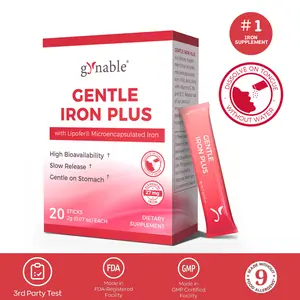 Gynable Gentle Iron Supplement for Anemia & Iron Deficiency, 27mg Lipofer Microencapsulated Slow Release Iron, Tongue-Dissolving Powder Without Water, Vitamin C B6 B12 Folic Acid Beet Root for High Absorption, 20 Daily Sticks mothersdaygift