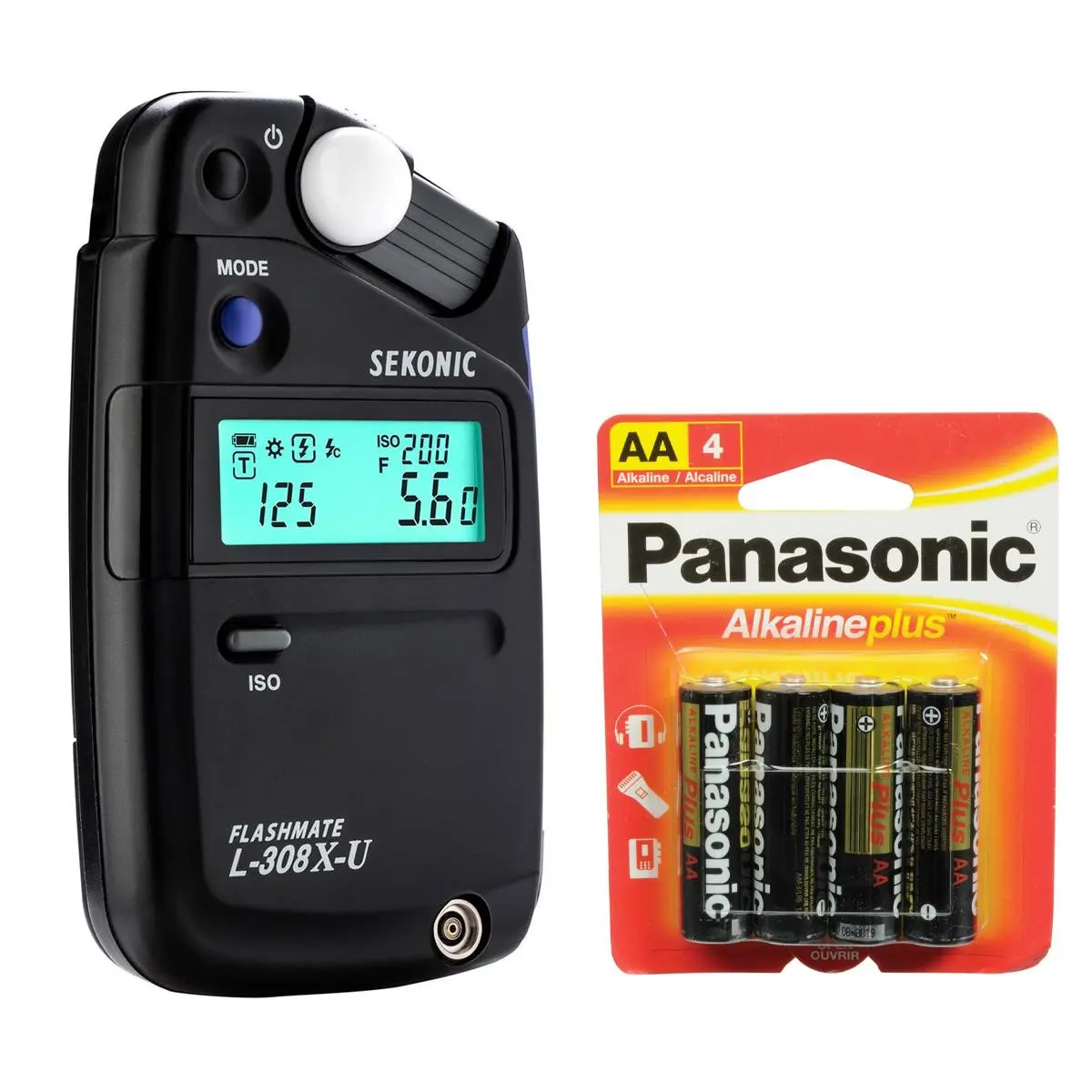 Sekonic L-308X-U Flashmate Digital Light Meter - Digital Display, Ultimate Versatility for Photographers, Includes Panasonic AA Batteries for Photography & Cinematography